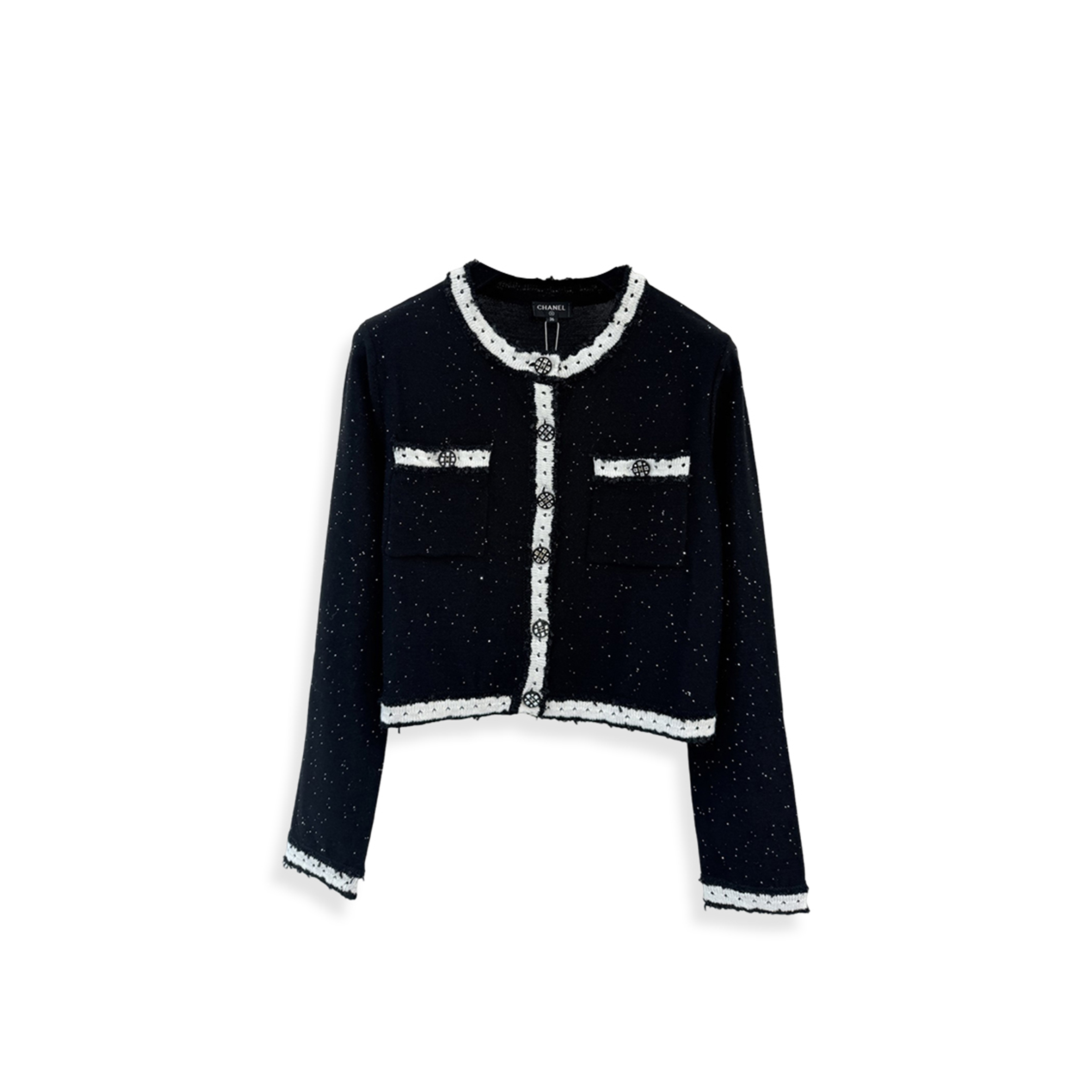 Ch**el black sequin knit cardigan